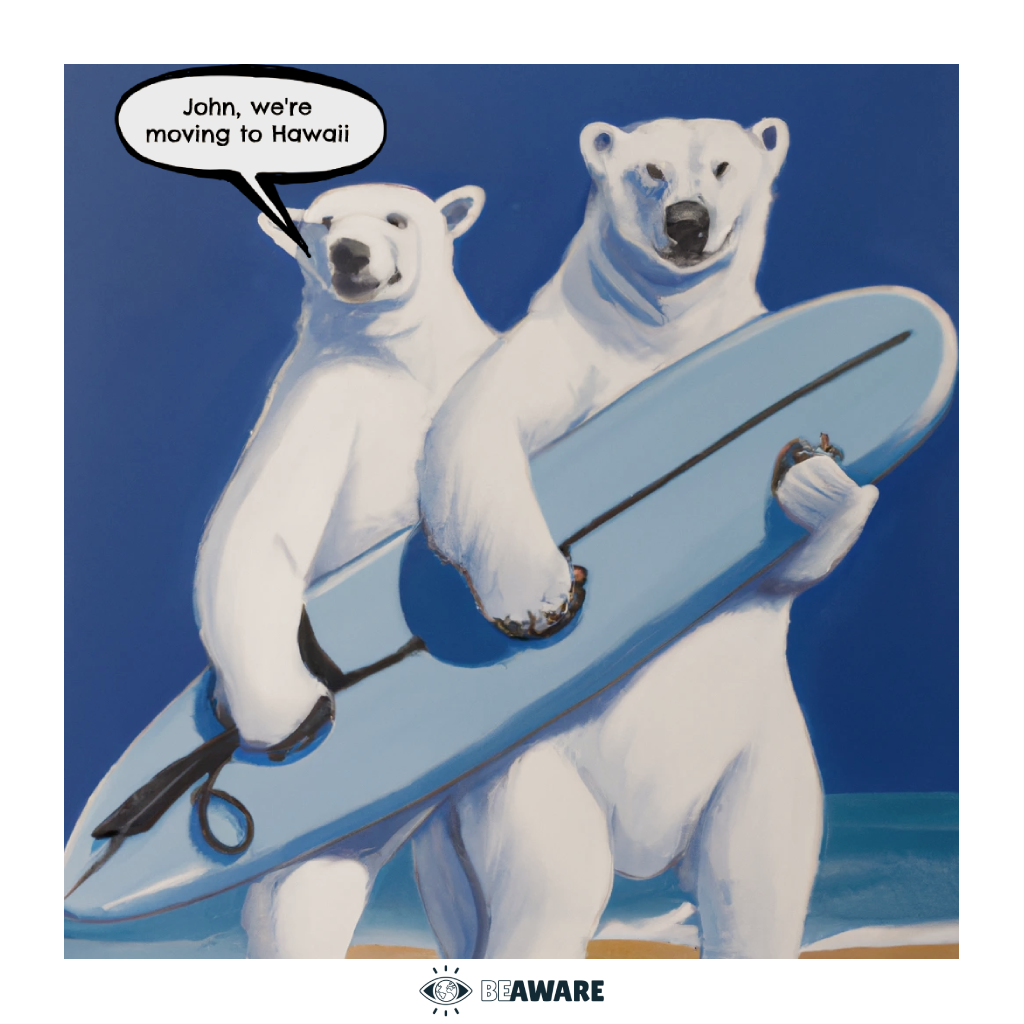 Surfing Polar Bears Print - BE AWARE