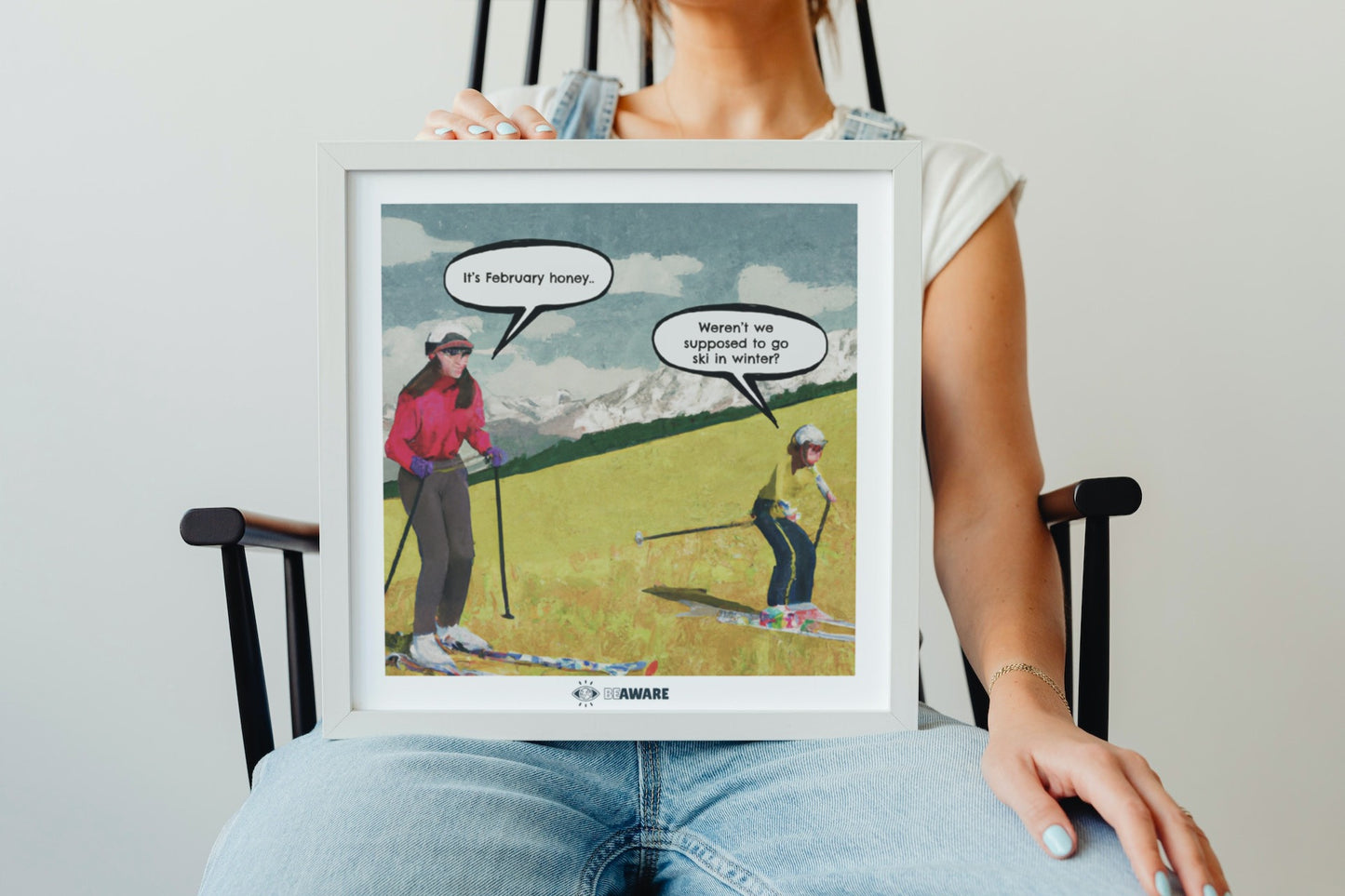 Skiing Grass Print - BE AWARE